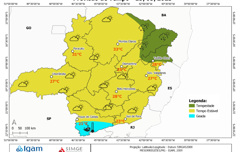 Previsão do tempo para Viçosa e região nesta segunda-feira, 15/5