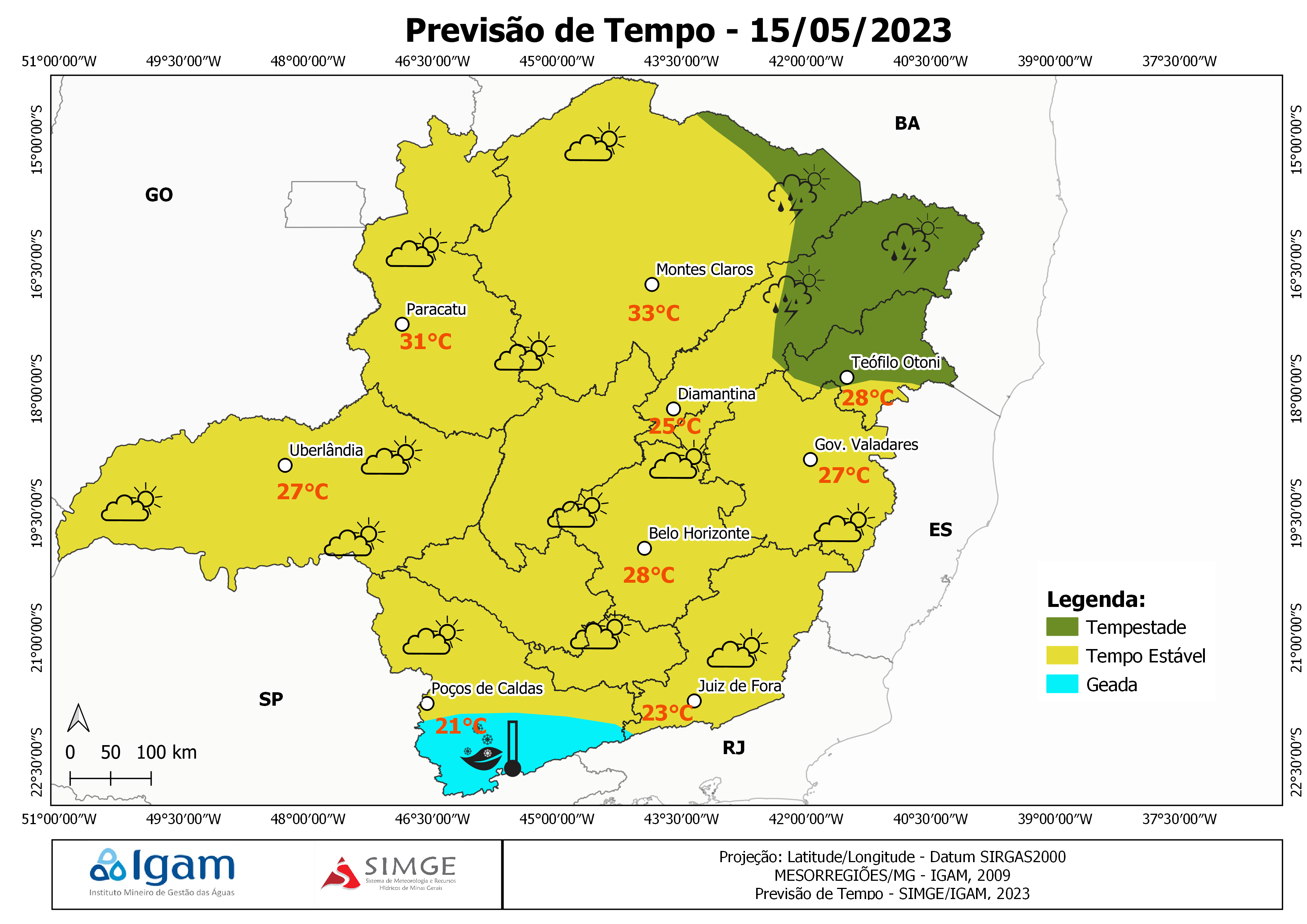 Previsão do tempo para Viçosa e região nesta segunda-feira, 15/5