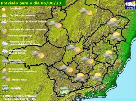 Previsão do tempo para Viçosa e região nesta terça-feira, 6/6