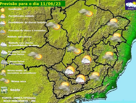 Previsão do tempo para Viçosa e região nesta segunda-feira, 12/6