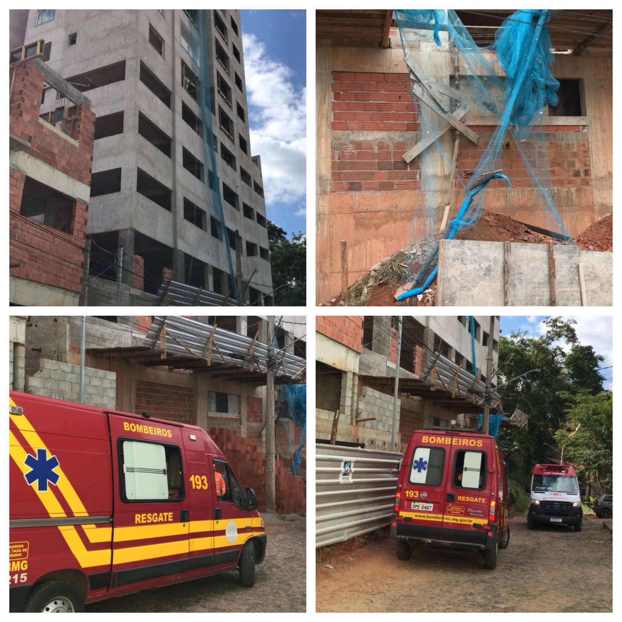 Viçosa: Bombeiros e SAMU resgatam vítima de queda em construção