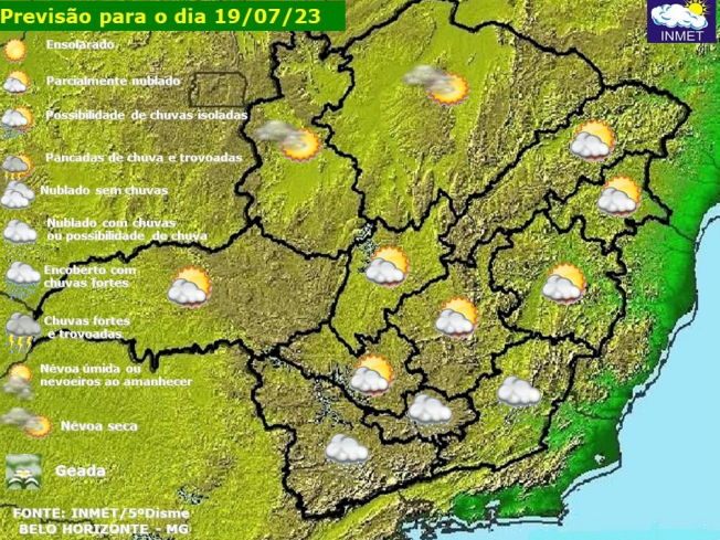 Confira a previsão do tempo para Viçosa e região nesta quarta-feira (19)