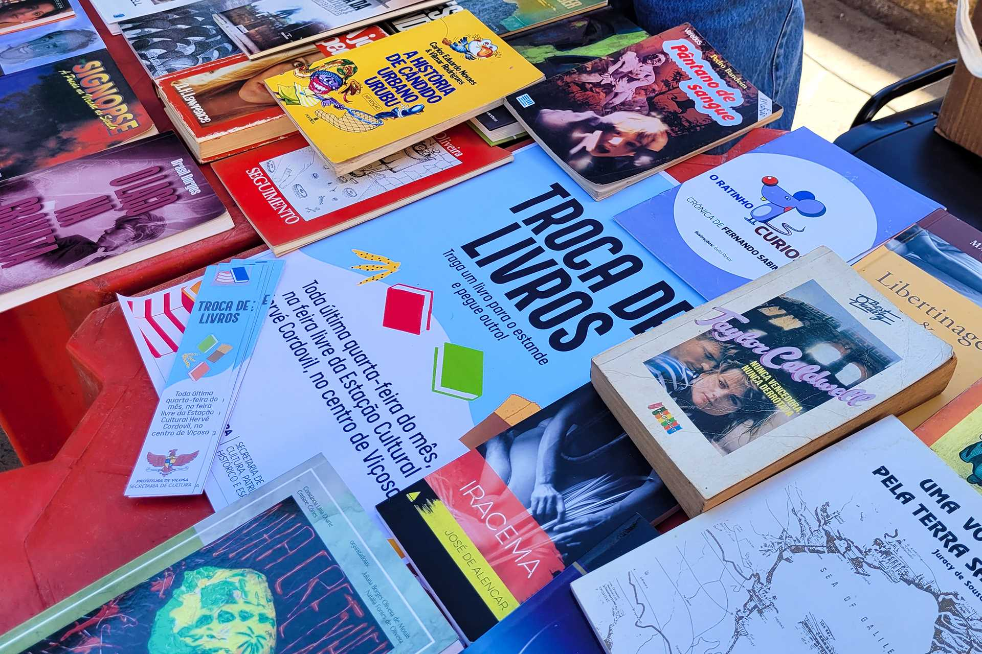 Viçosa promove barraca de troca de livros na feira livre da estação