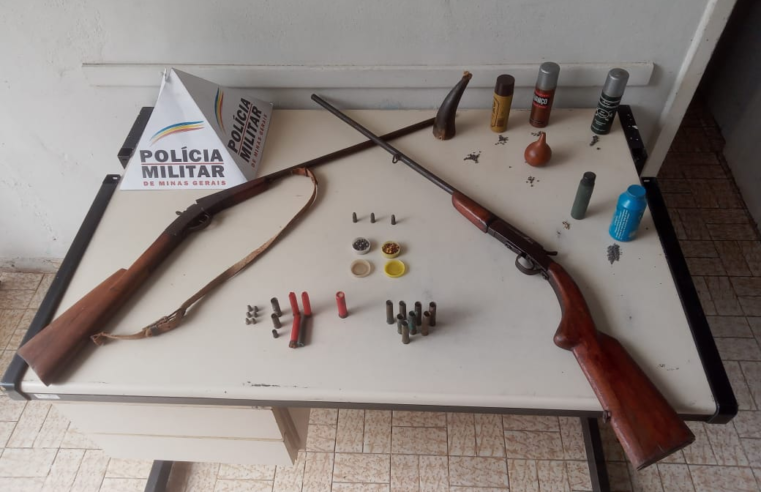 Armas de fogo são encontradas pela PM em zona rural de Coimbra