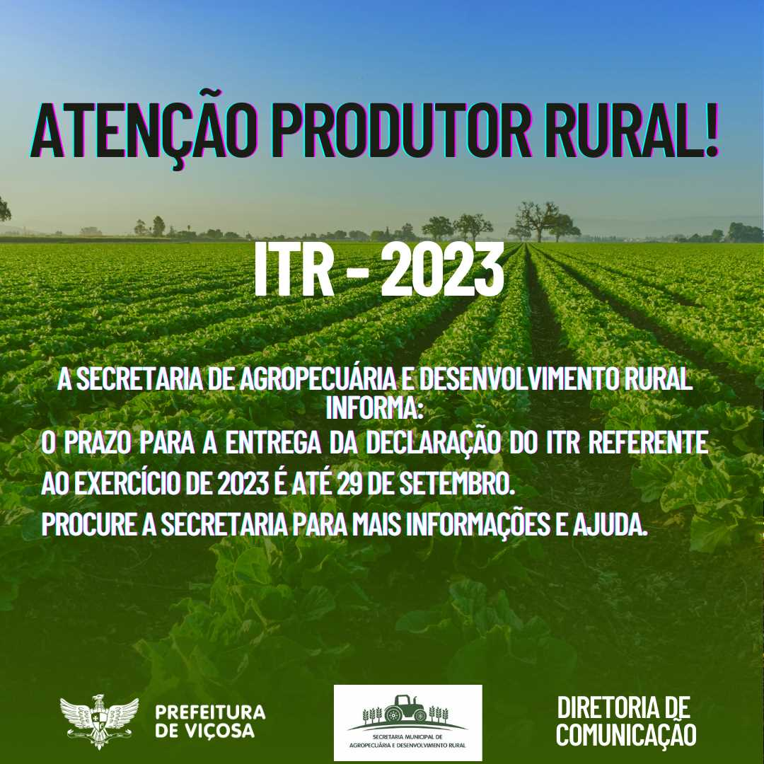 Viçosa: prazo de entrega para o ITR vai até 29 de setembro