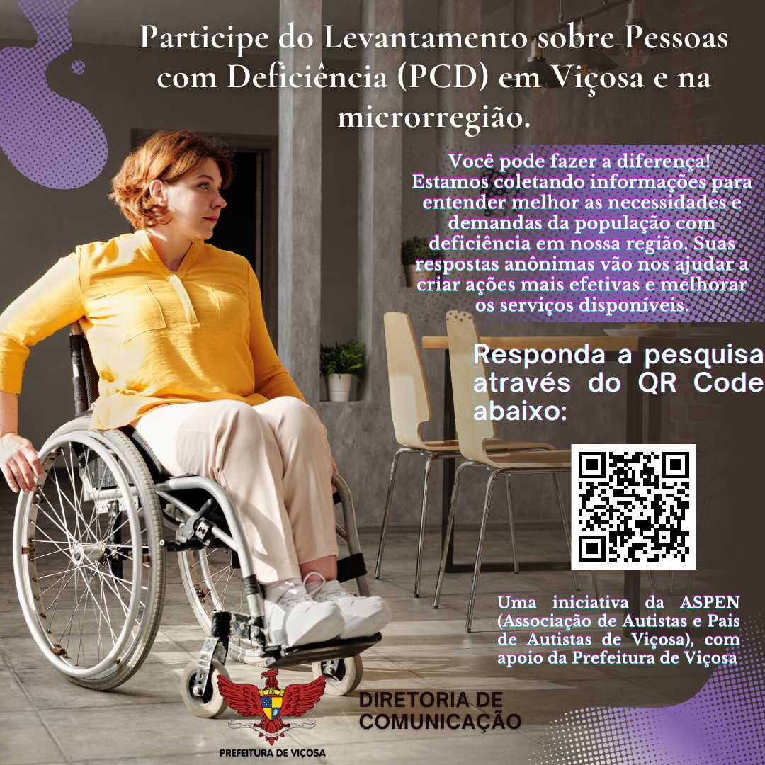 PMV divulga formulário de Levantamento sobre Pessoas com Deficiência (PCD) em Viçosa e na microrregião