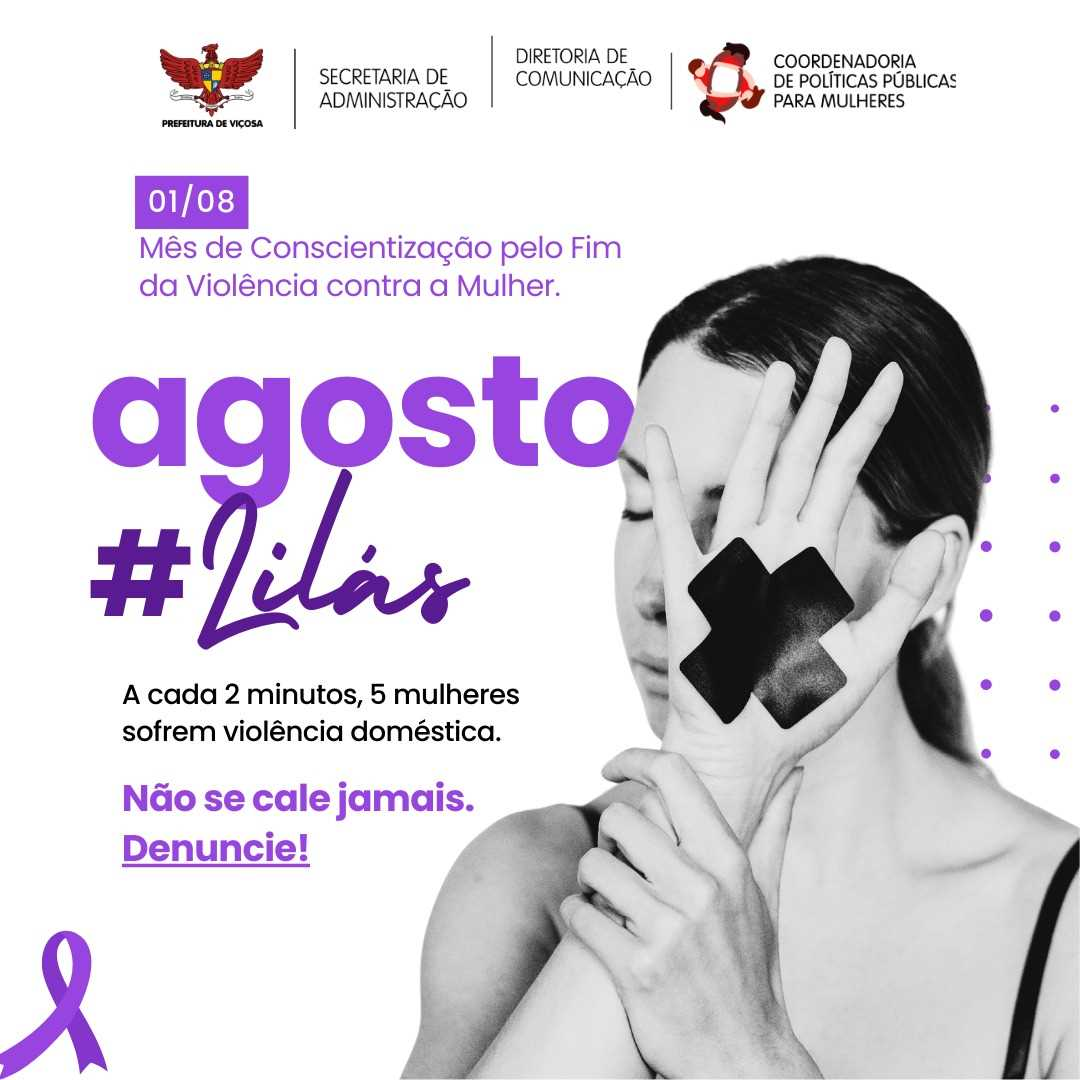 Agosto Lilás: Coordenadoria de Políticas Públicas para as Mulheres fará ações em Viçosa