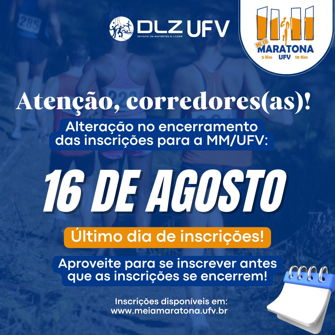 Inscrições da Meia Maratona da UFV terminam dia 16