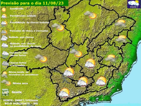 Confira a previsão do tempo para esta sexta-feira (11) em Viçosa e região