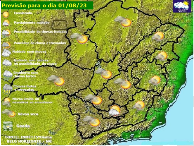 Confira a previsão do tempo para Viçosa e região nesta terça-feira (1)
