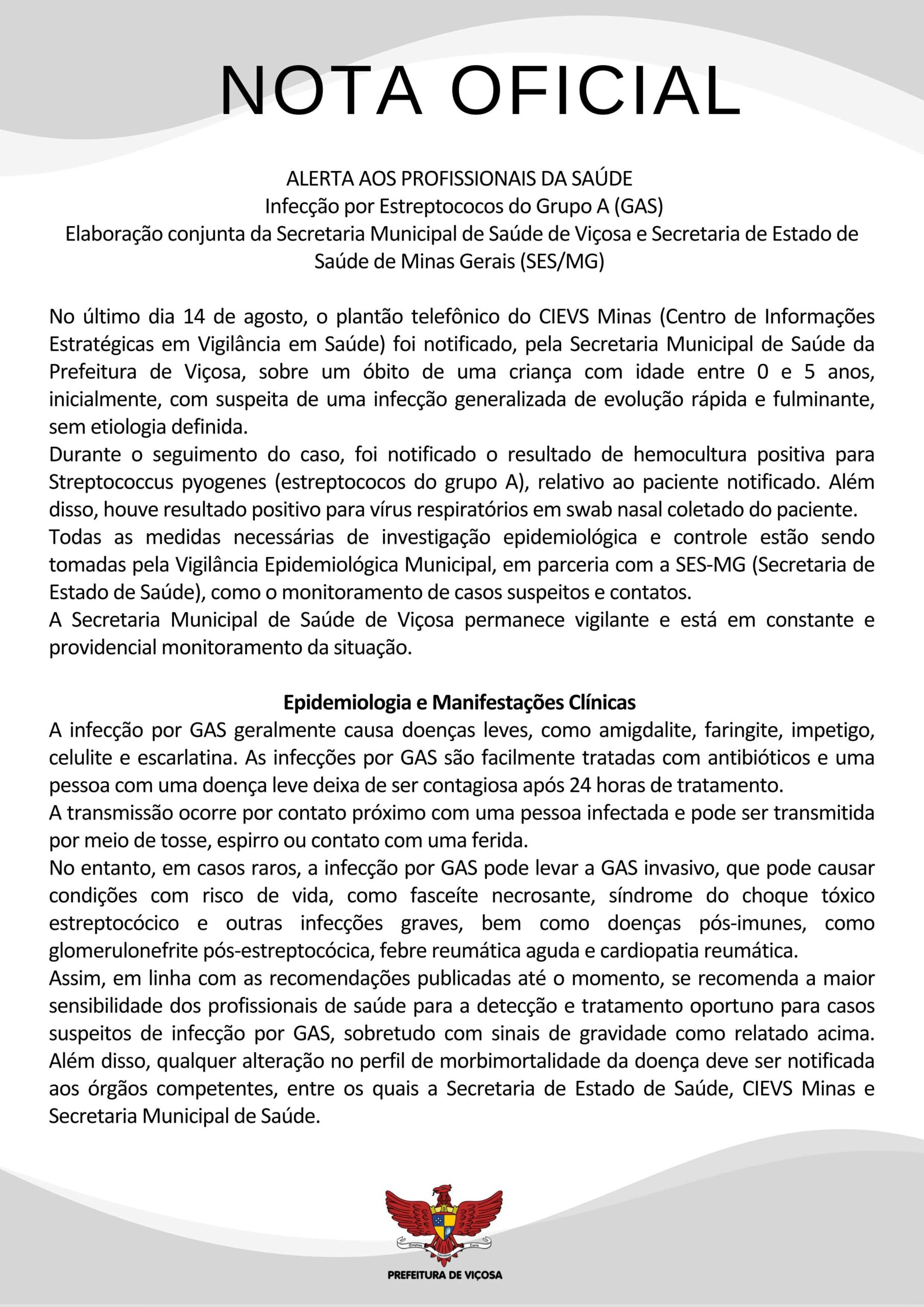 Secretaria Municipal de Saúde esclarece causa de falecimento de criança