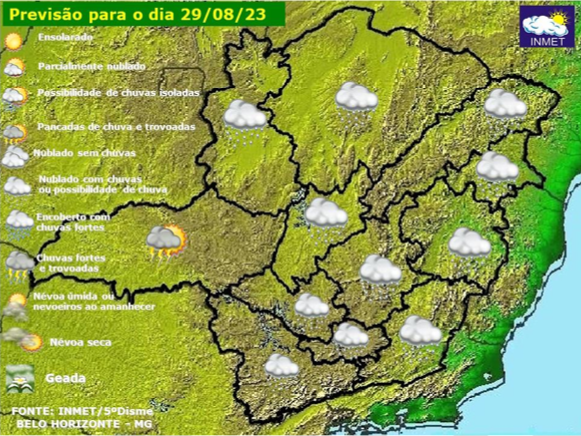 Veja como fica a previsão do tempo para essa terça-feira (29)