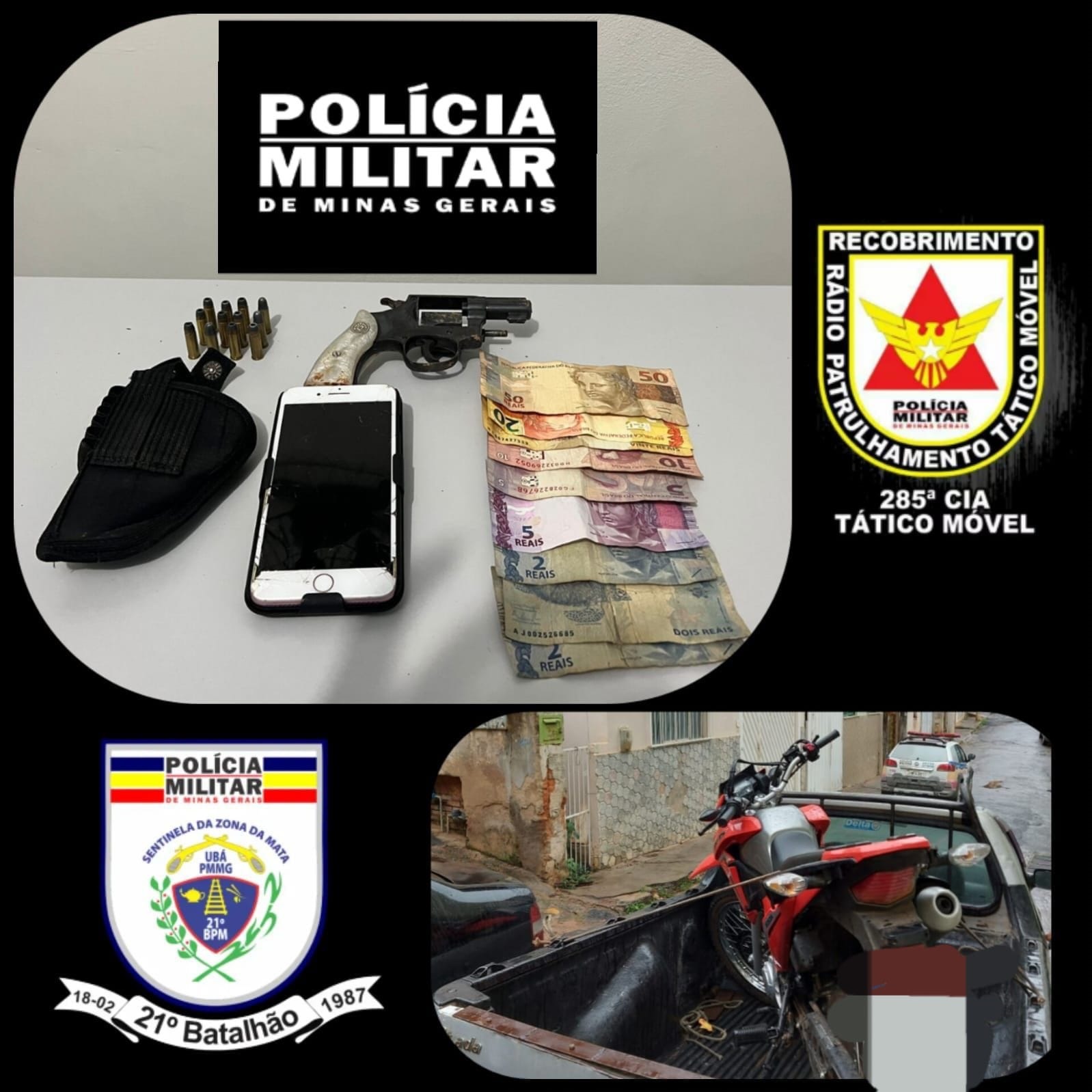 PM detém menores por roubo no centro de Ubá