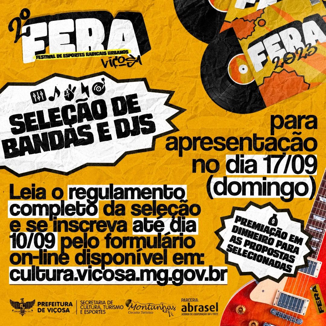 Secult abre seleção de bandas e DJs para o 2º FERA