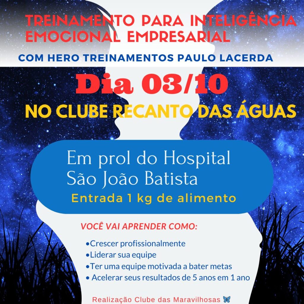 Clube das Maravilhas promove palestra beneficente: divulgação oficial com data, local e pontos abordados na palestra