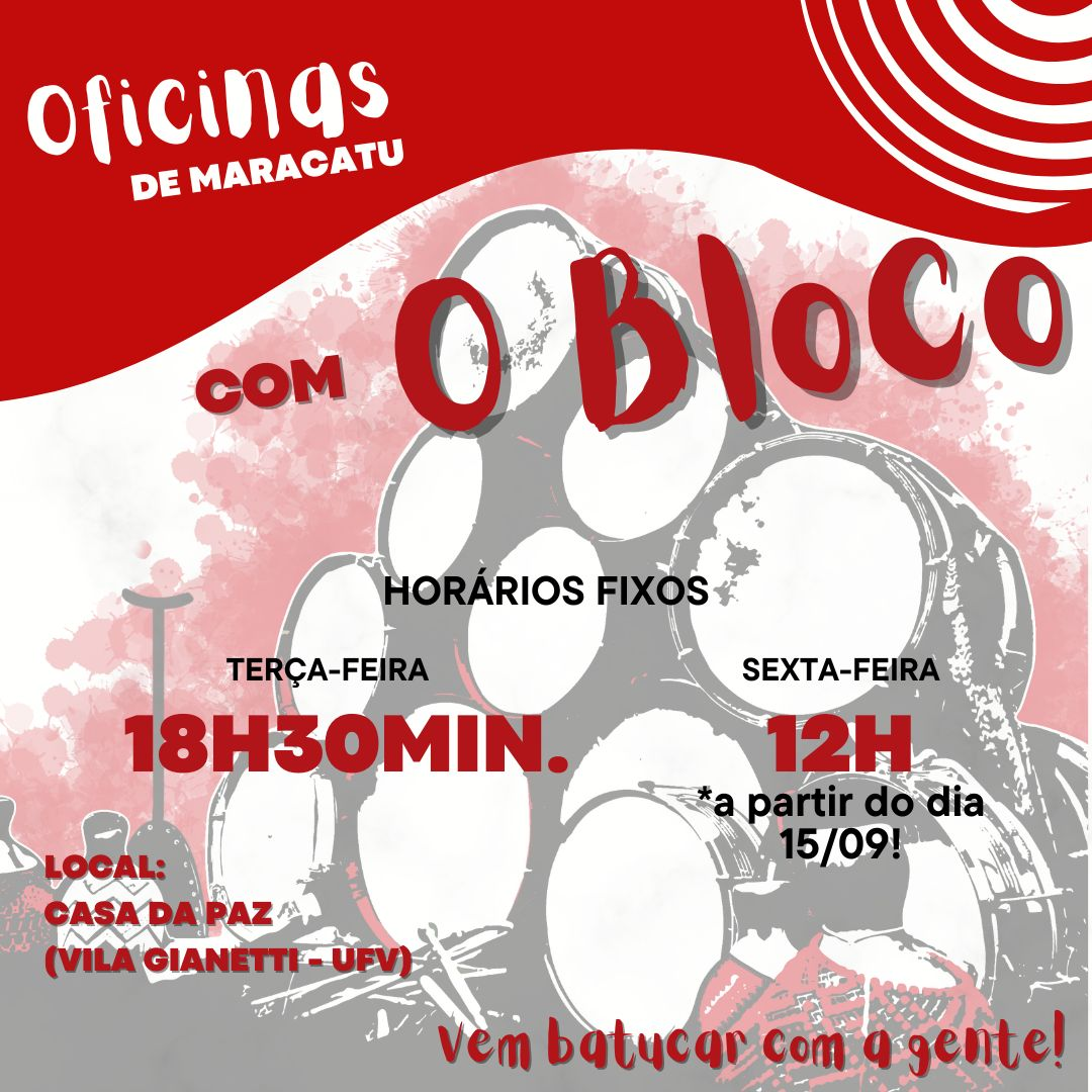 Bloco Viçosa promove oficinas gratuitas de maracatu