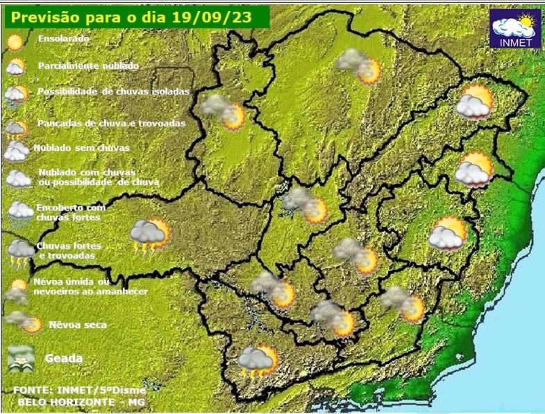 Previsão do tempo para Viçosa e região nesta terça-feira, 19