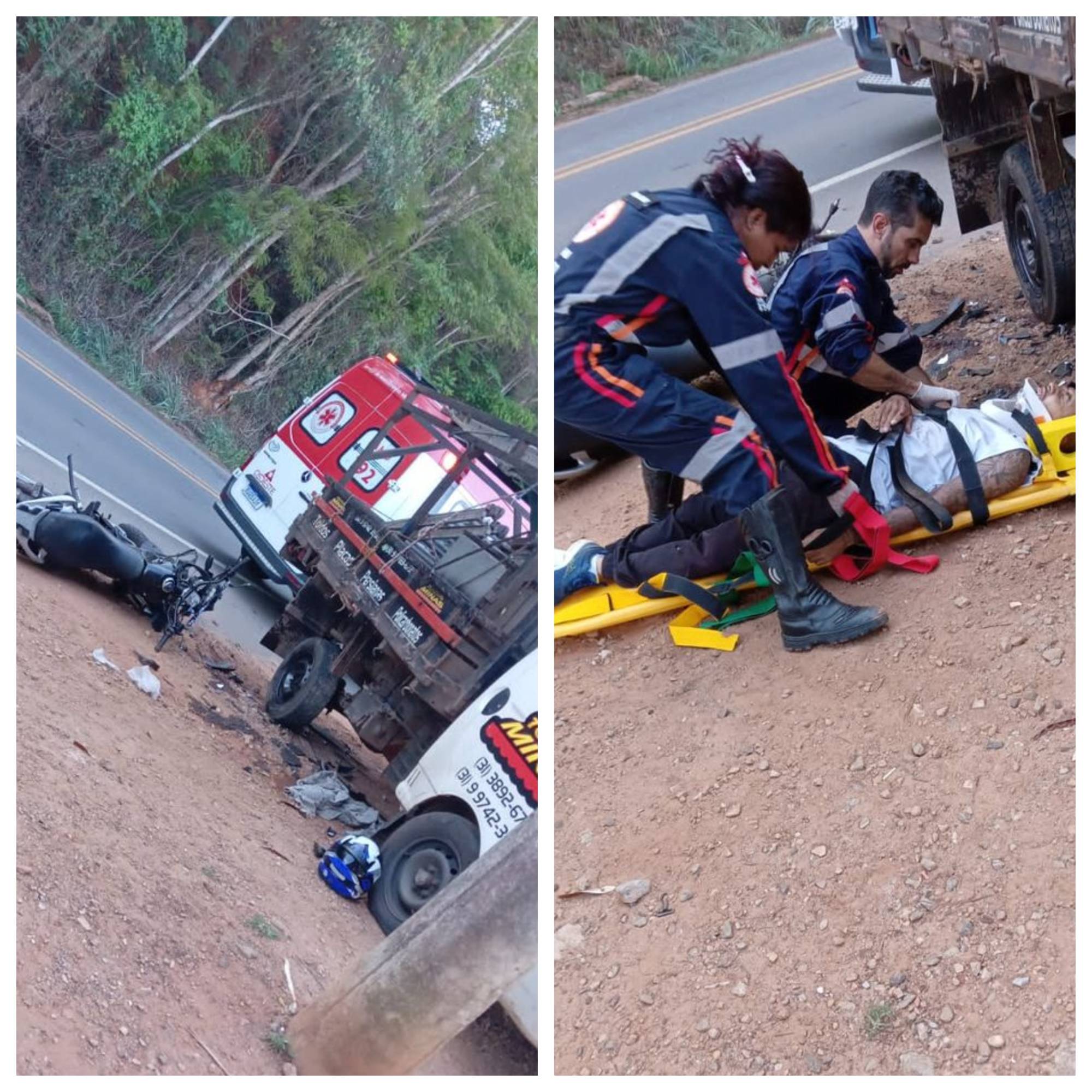 Motociclista colide em lateral de caminhão em Teixeiras