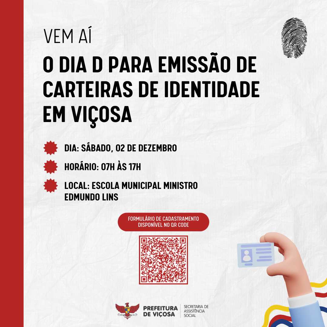 Dia D para emissão de carteiras de identidade em Viçosa