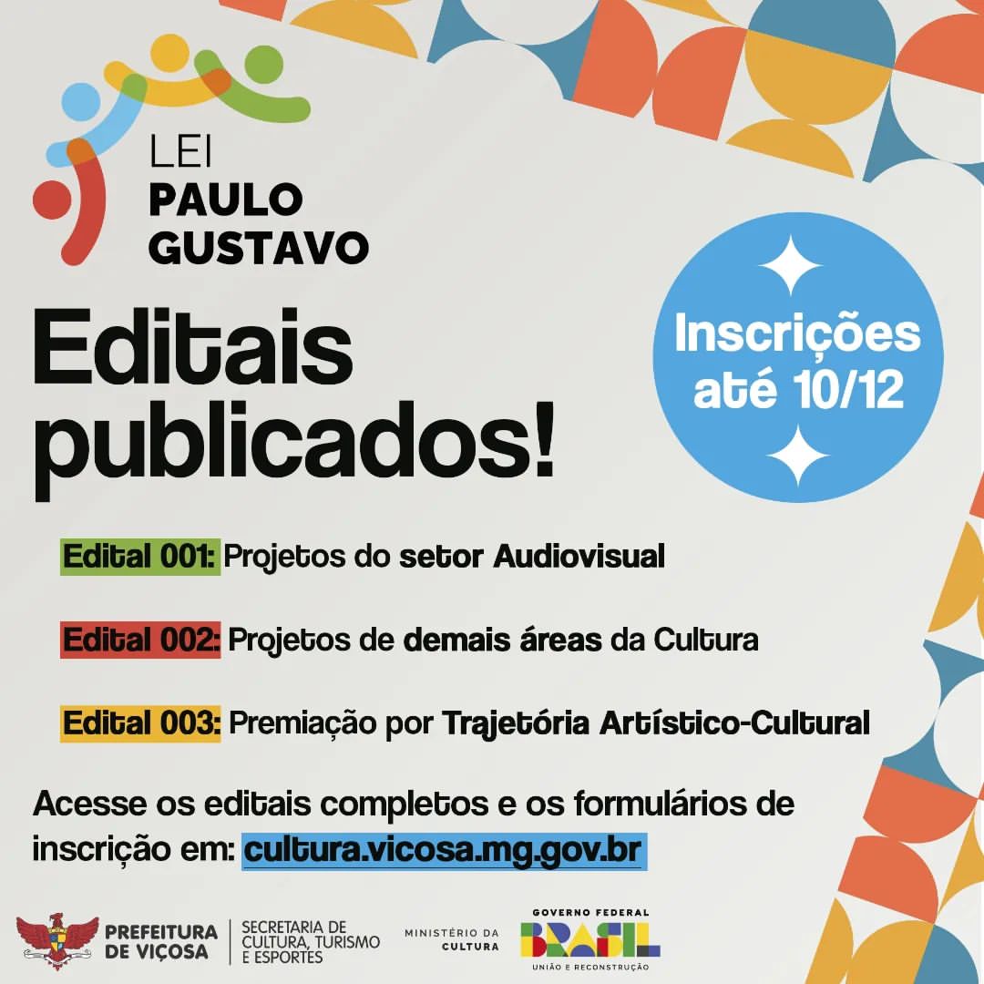 Lei Paulo Gustavo: Editais municipais publicados