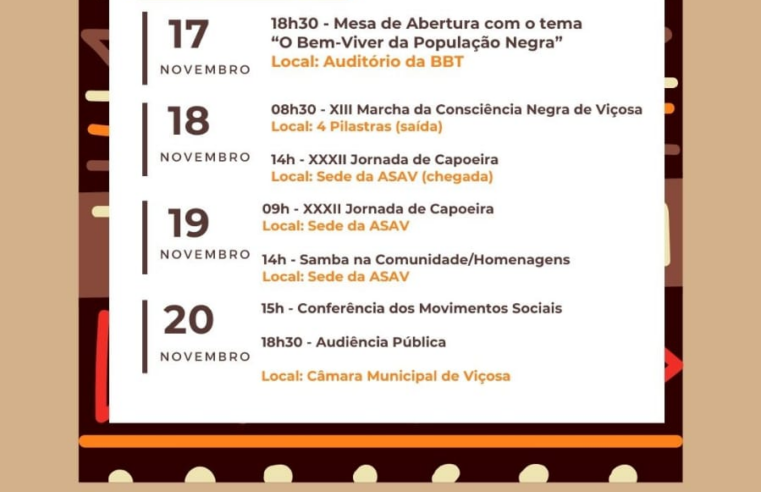 Programação da Semana da Consciência Negra começa nesta sexta-feira, 17