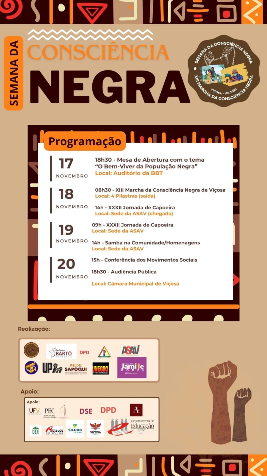 Programação da Semana da Consciência Negra começa nesta sexta-feira, 17
