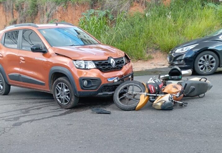Acidente na Castelo Branco: Motociclista fica ferido em colisão com carro em Viçosa