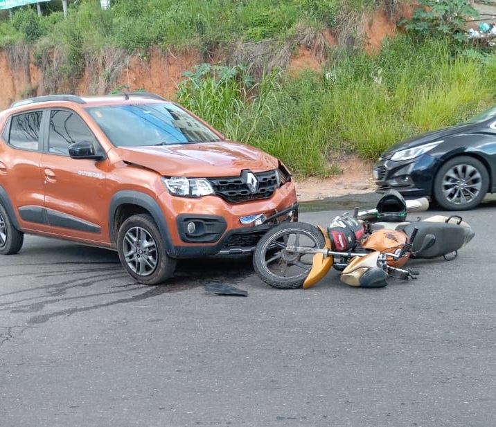Acidente na Castelo Branco: Motociclista fica ferido em colisão com carro em Viçosa