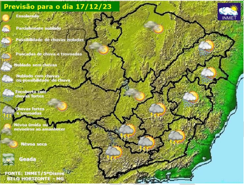 Confira a previsão do tempo para Viçosa e região nesta segunda, 18