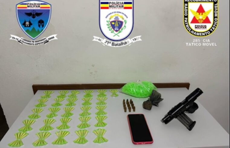 Região: Casal preso por tráfico de drogas e porte ilegal de arma de fogo