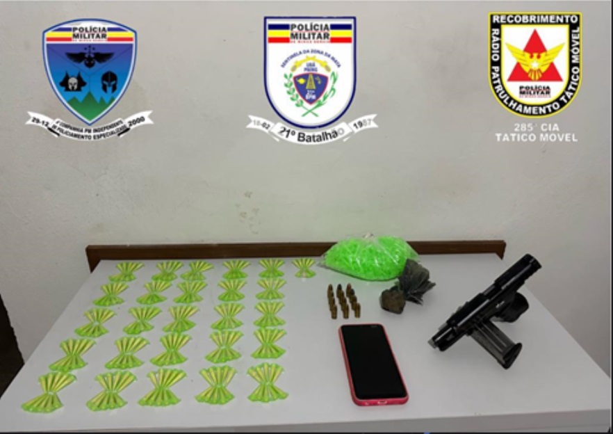 Região: Casal preso por tráfico de drogas e porte ilegal de arma de fogo