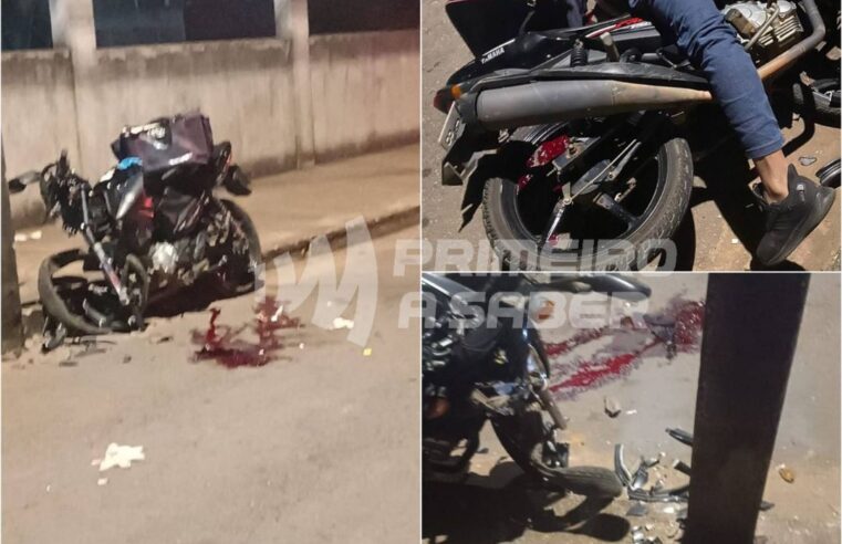 Motoboy fica gravemente ferido ao colidir moto em poste no Santa Clara, em Viçosa