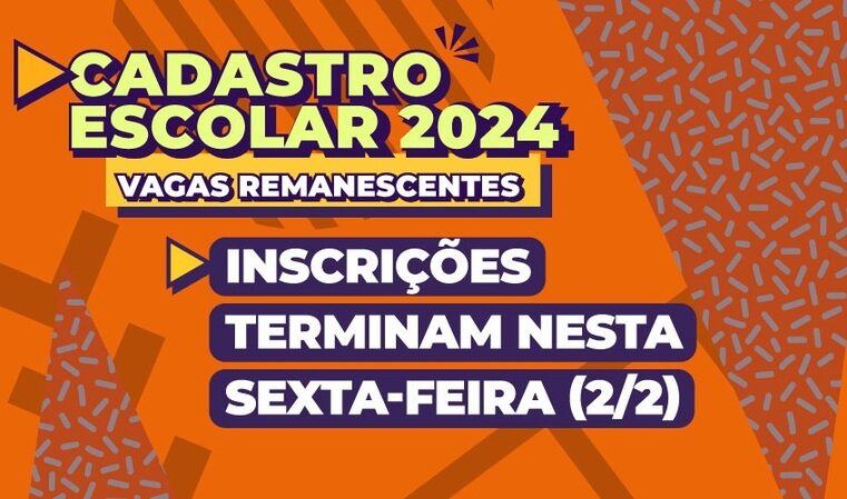 Minas: inscrições para vagas remanescentes do cadastro escolar terminam nesta sexta-feira, 2