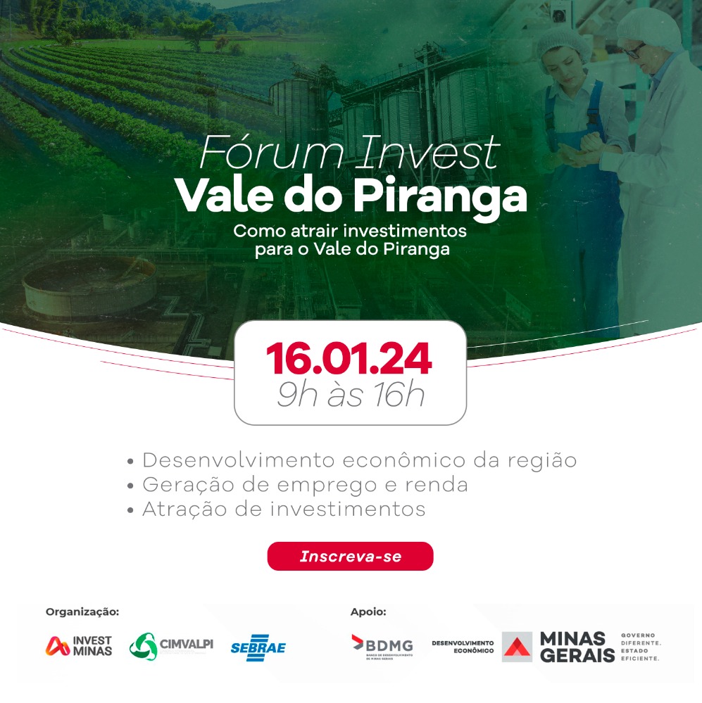 Fórum Invest Vale do Piranga ocorre na próxima terça (16)