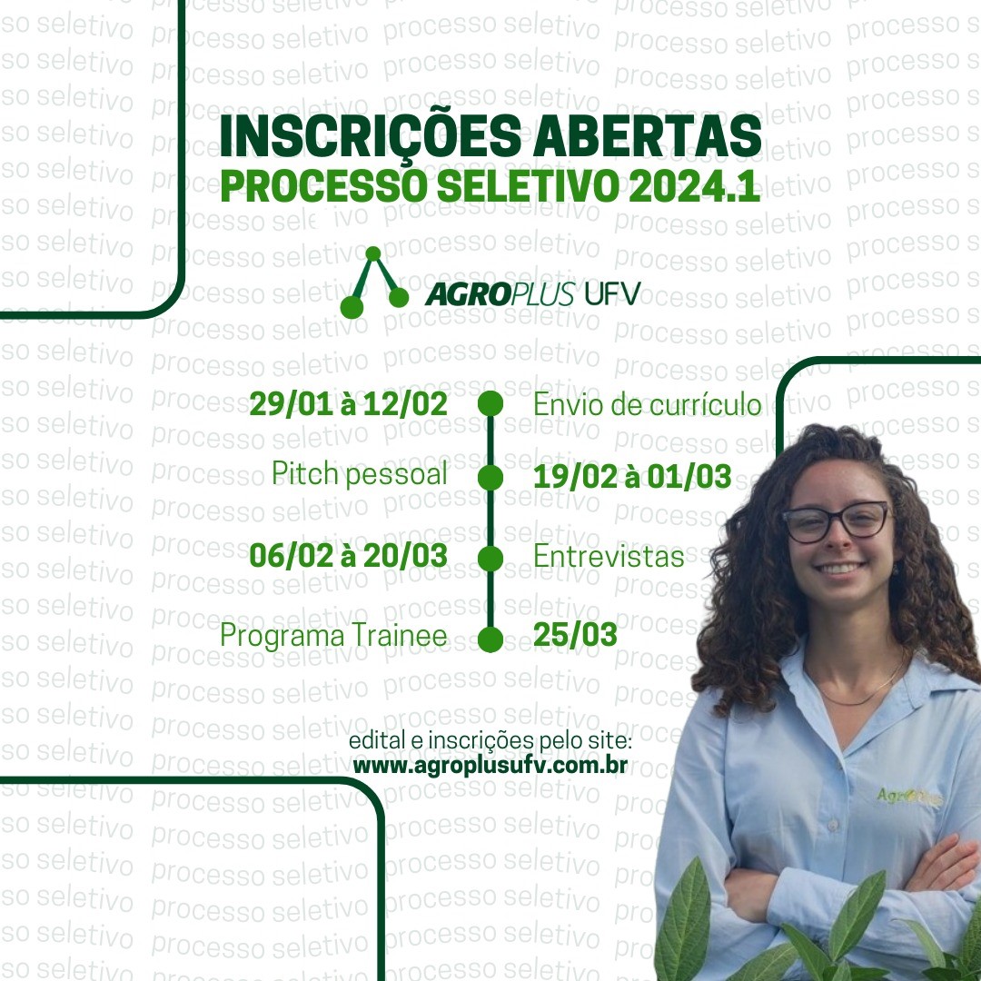 Agroplus abre vagas de estágio para estudantes de todos os cursos da UFV