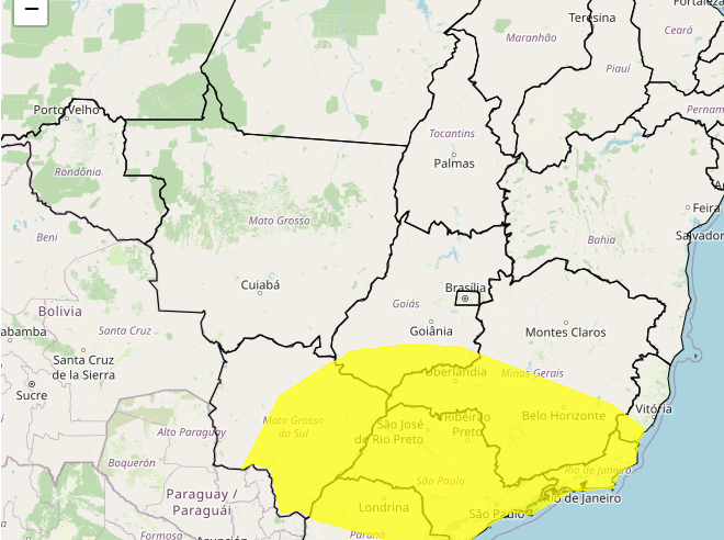 INMET emite alerta de chuvas intensas para região