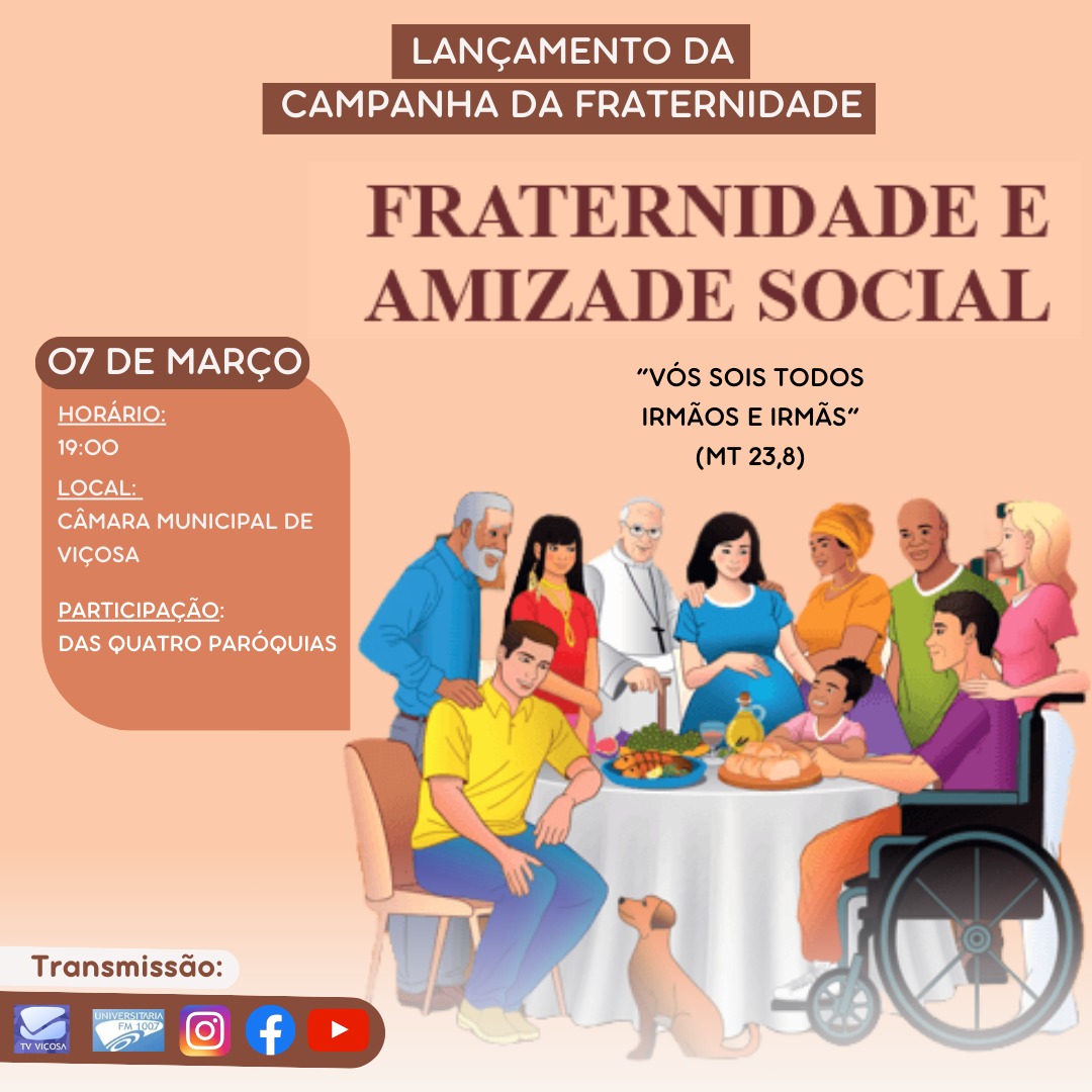 Viçosa: Lançamento da Campanha da Fraternidade acontece hoje 7/3 na Câmara