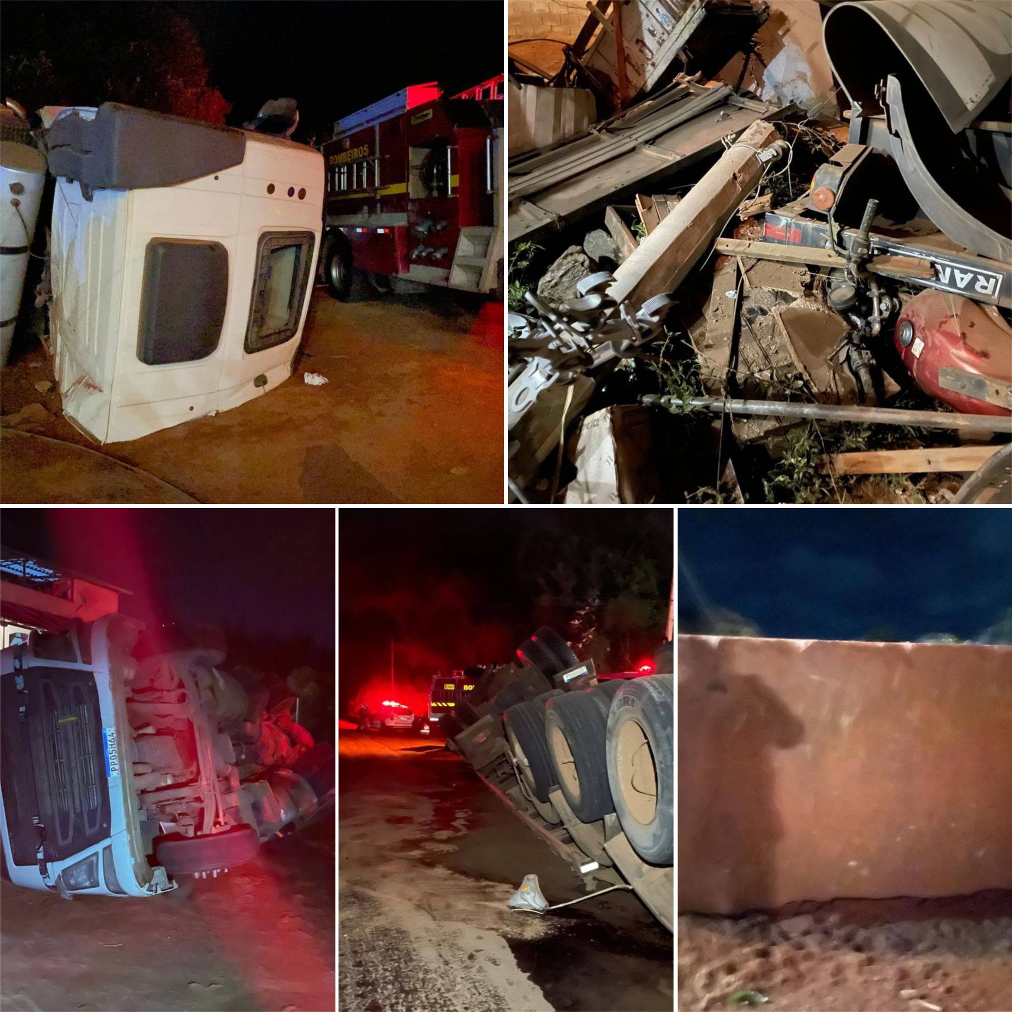 Carreta carregada com pedras tomba na rodovia que liga Viçosa a Porto Firme