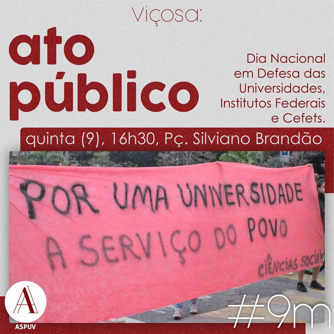 Aspuv realiza Ato Público hoje (9) em Defesa das Universidades