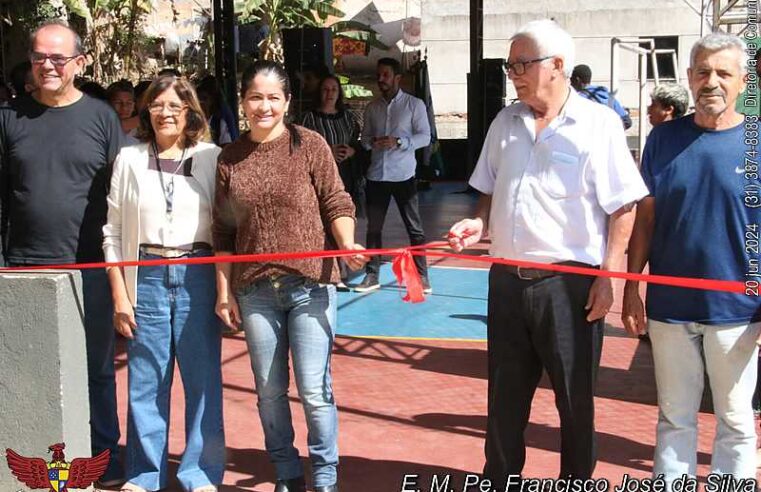 Prefeitura inaugura reforma de quadra em escola do bairro Nova Viçosa