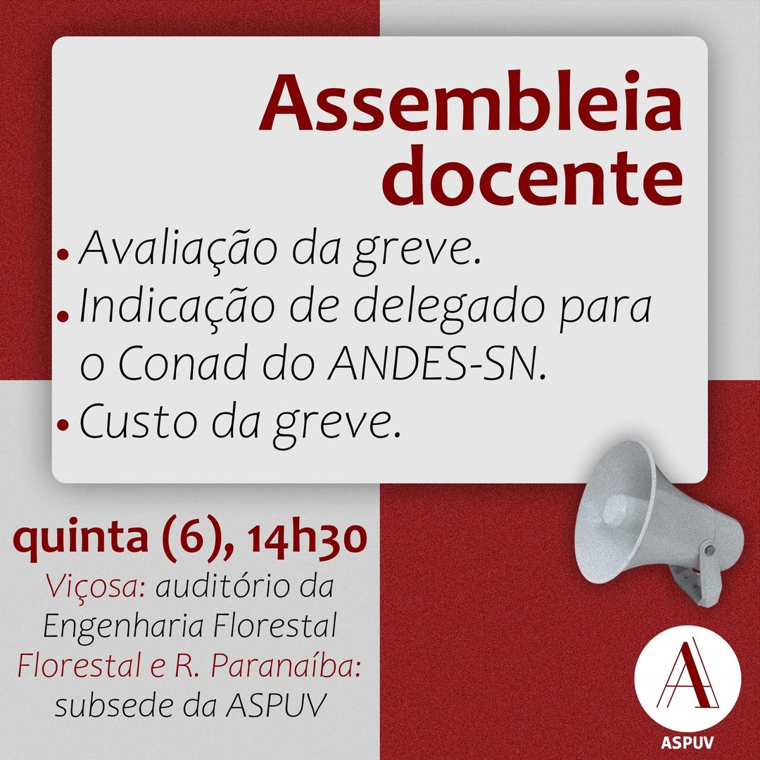 ASPUV se reúne hoje (06) para avaliar greve dos docentes