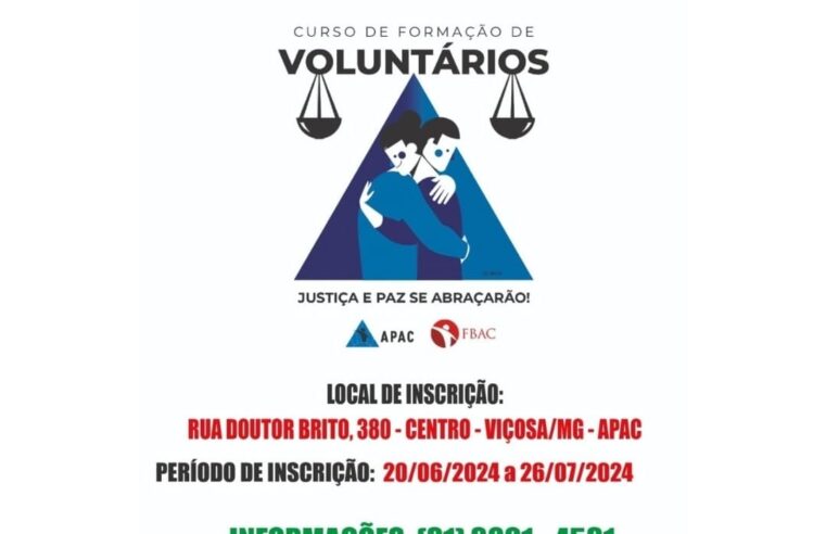 APAC abre curso para formação de voluntários