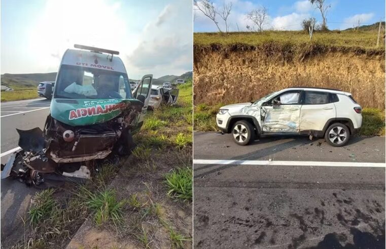 Região: Acidente entre carro e ambulância deixa uma gestante e outras cinco pessoas feridas