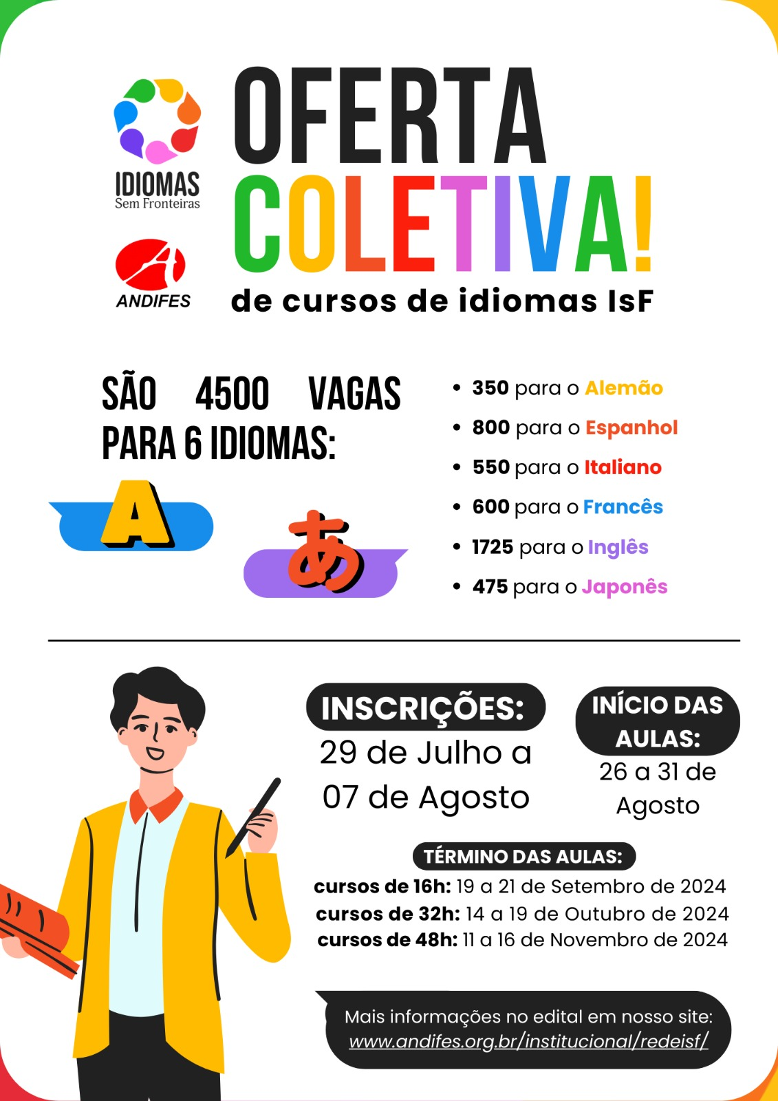 Rede Andifes IsF oferece cursos de idiomas para toda comunidade universitária 
