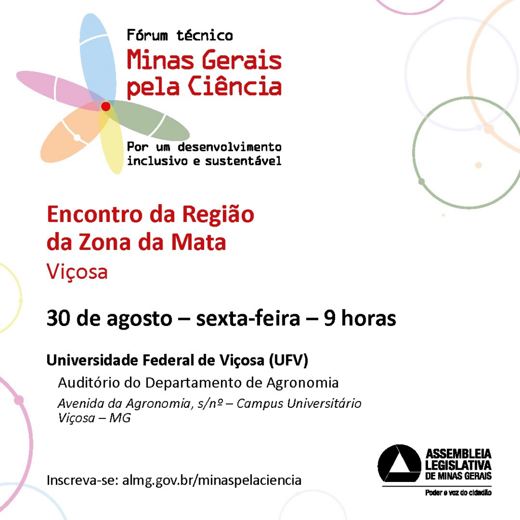 Fórum Técnico Minas Gerais pela Ciência: banner oficial do evento com informações descritas no texto corrido.