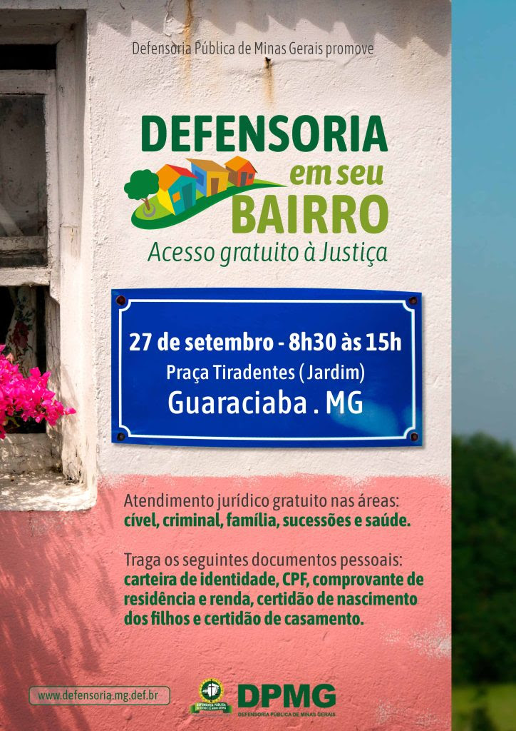 Defensoria Pública de MG leva atendimentos do ‘Defensoria em seu Bairro’ ao município de Guaraciaba  