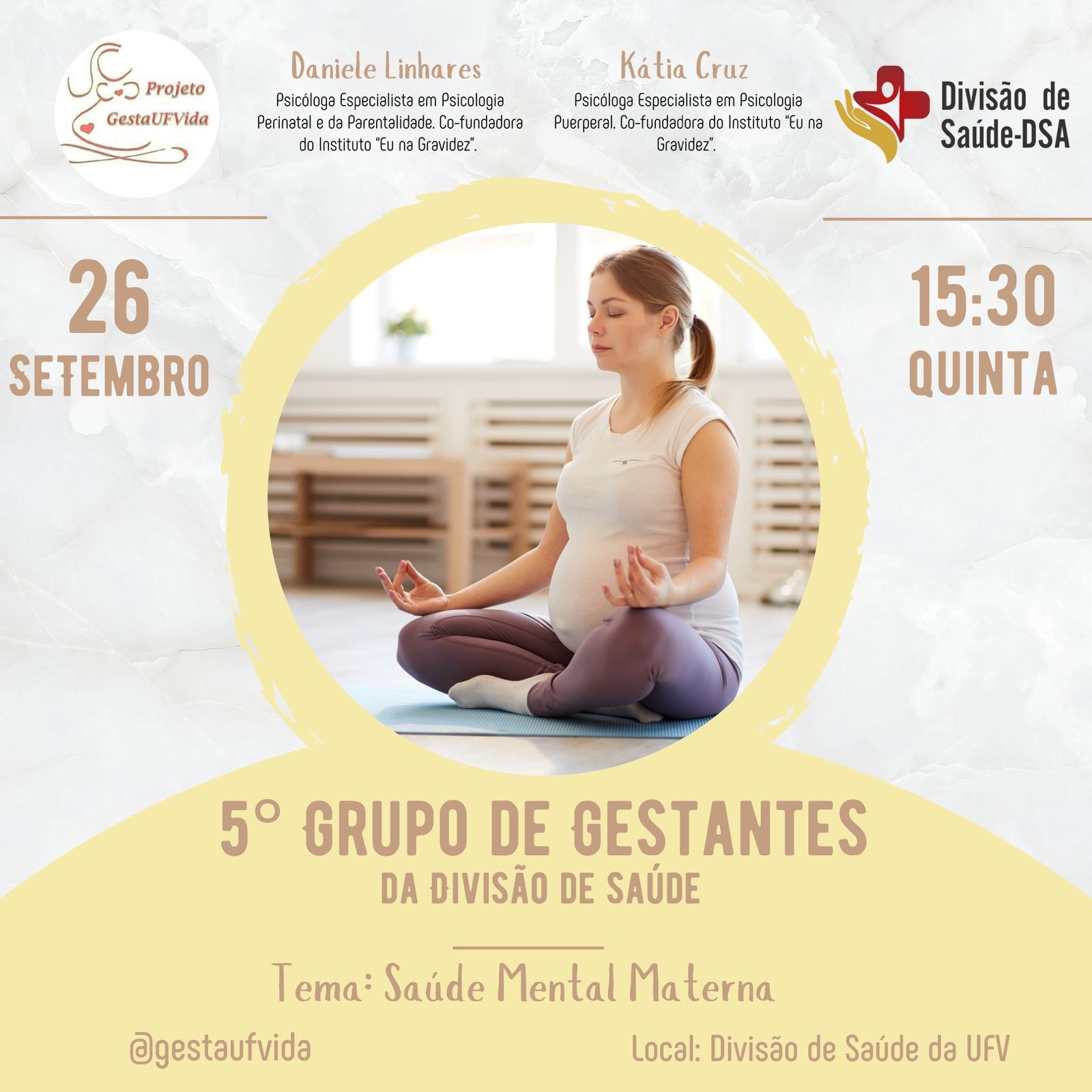 Saúde Mental Materna é tema do 5º Grupo de Gestantes nesta quinta-feira