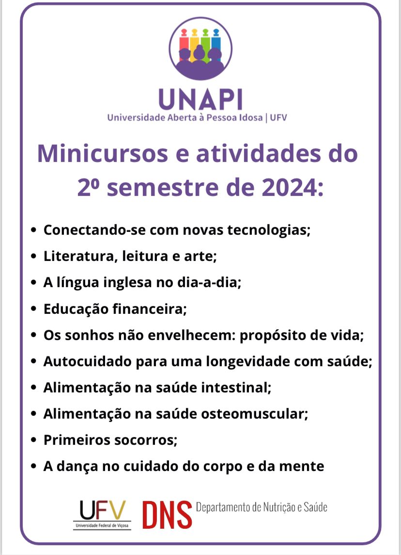 UFV: Universidade Aberta à Pessoa Idosa abre matrículas para minicursos