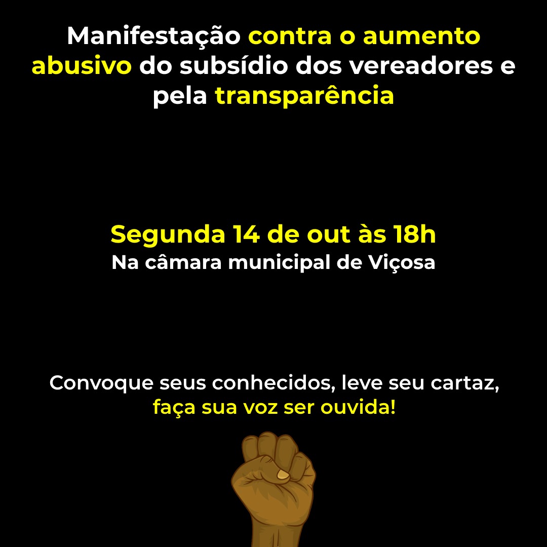 Protesto contra o aumento de salário dos vereadores é marcada para hoje (14)