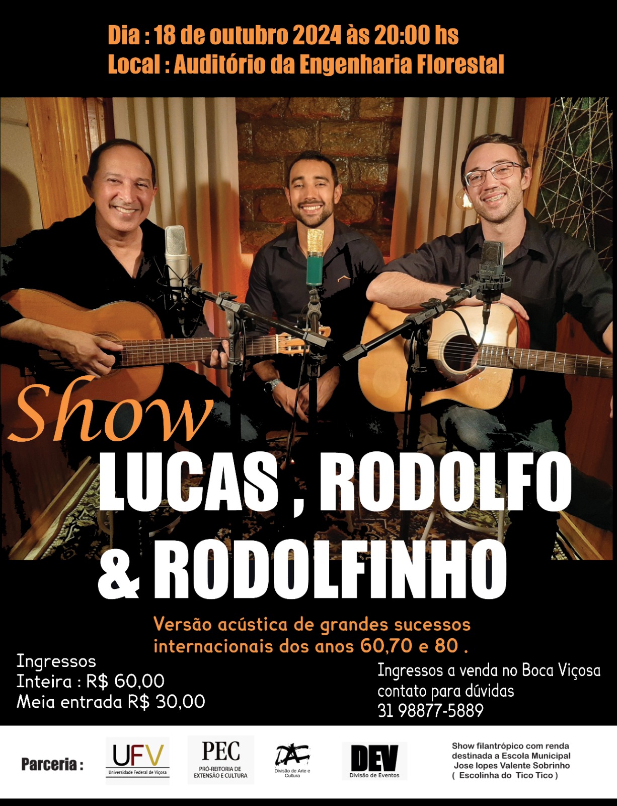 Show beneficente para arrecadar fundos para escola municipal do Tico Tico, acontece nesta sexta-feira